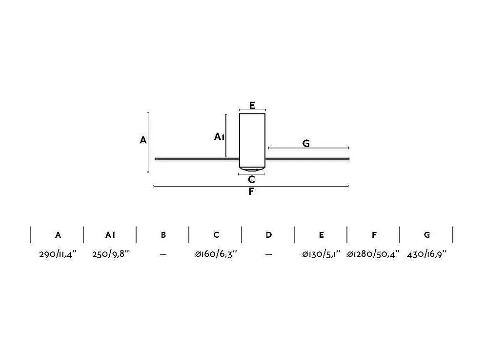 MINI TUBE FAN M Ventilateur DC noir brillant/transparent
