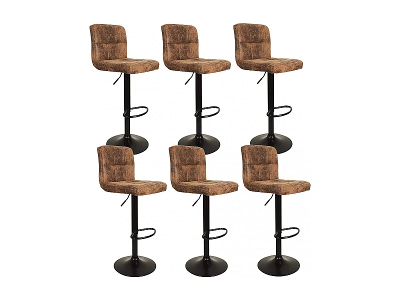 JULIO - Lot de 6 Tabourets Simili Marron Camel