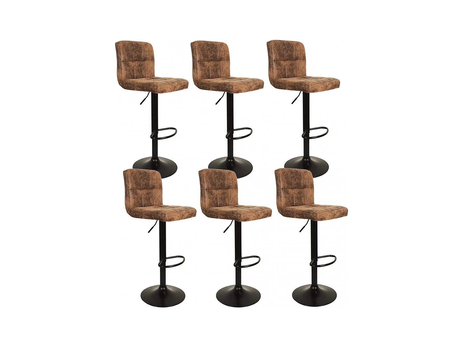 JULIO - Lot de 6 Tabourets Simili Marron Camel