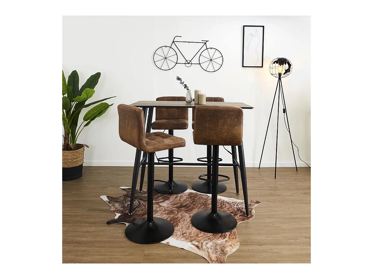 JULIO - Lot de 6 Tabourets Simili Marron Camel