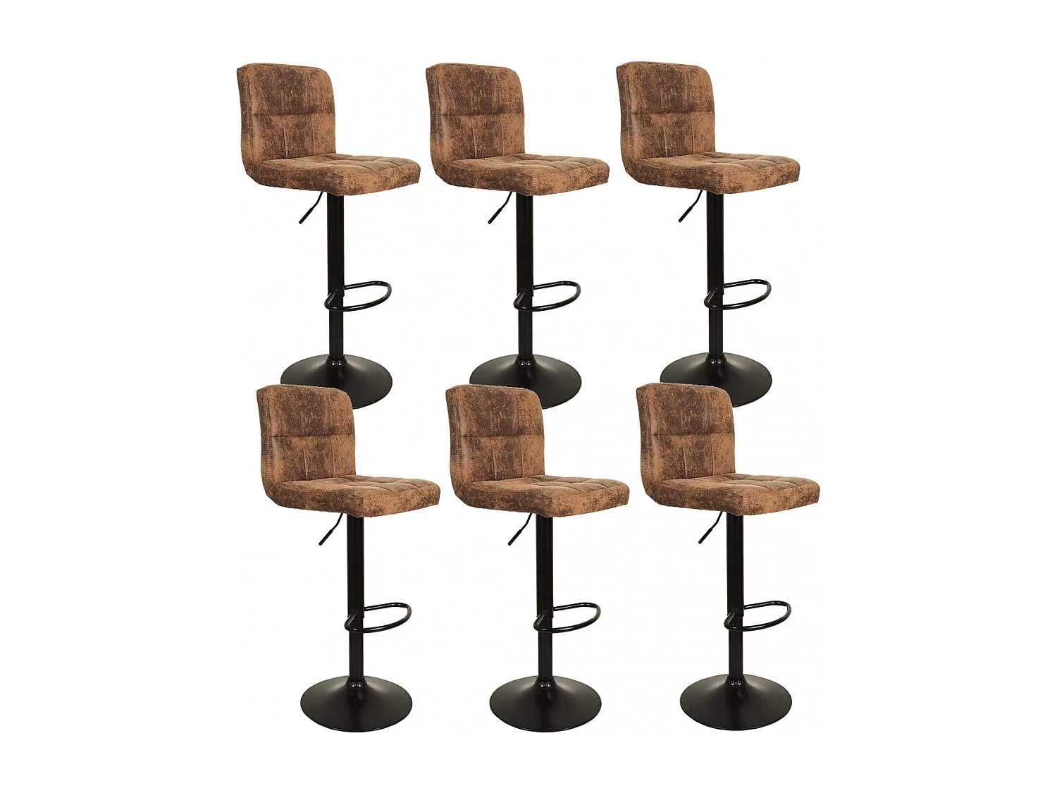 JULIO - Lot de 6 Tabourets Simili Marron Camel