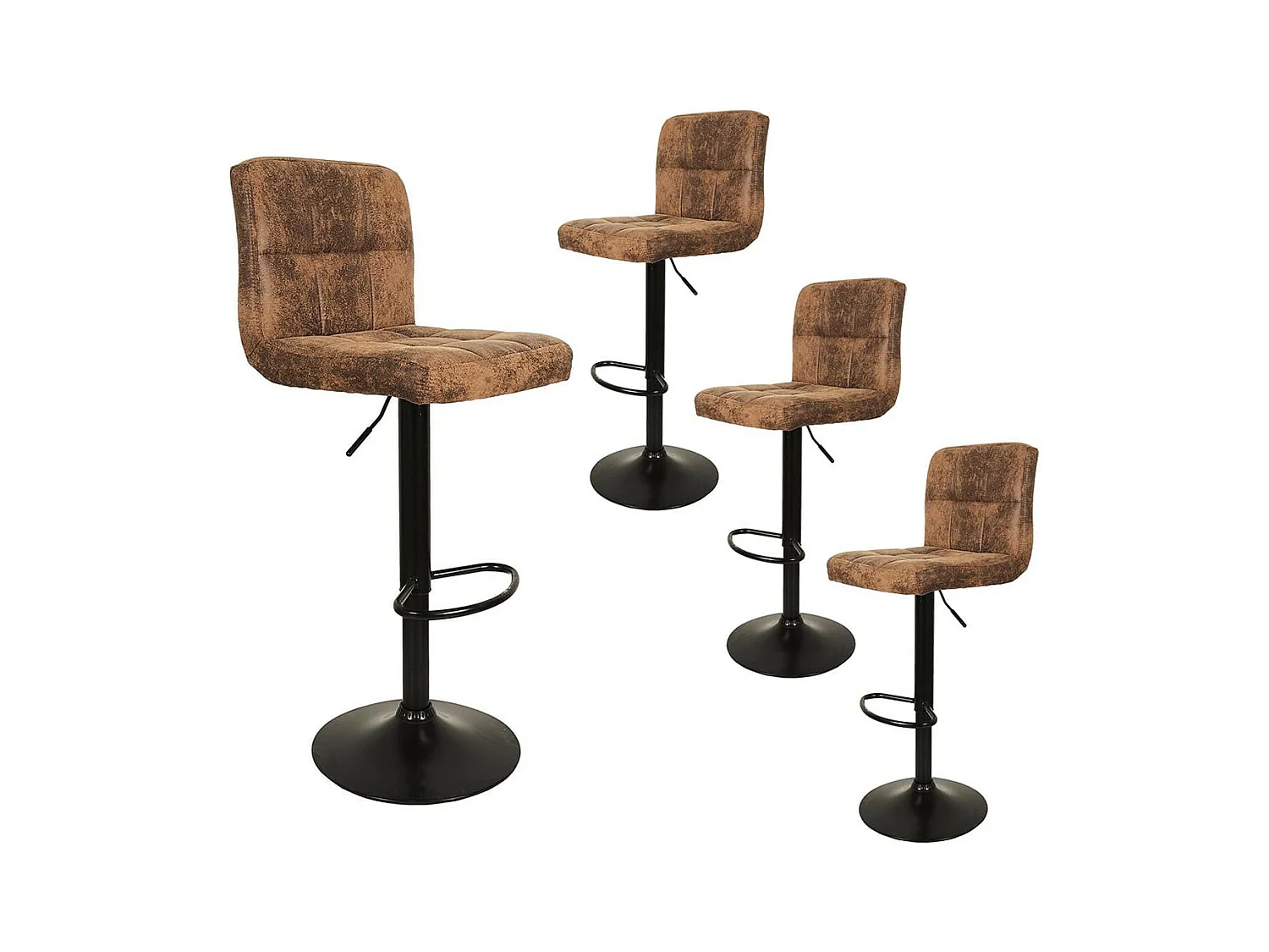 JULIO - Lot de 4 Tabourets Simili Marron Camel
