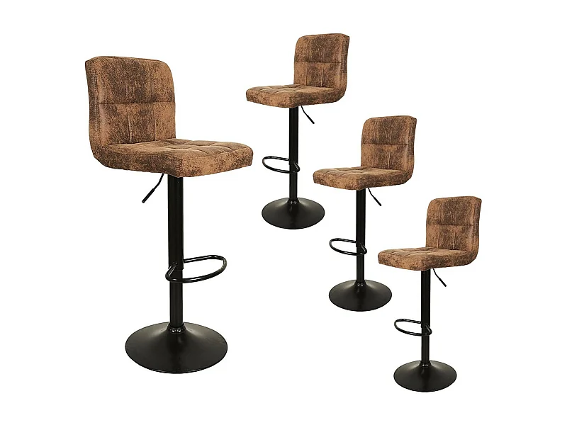 JULIO - Lot de 4 Tabourets Simili Marron Camel