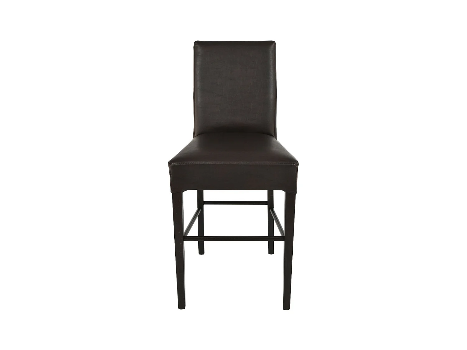 TONY - Lot de 2 Tabourets H64 Wengé et Assise Simili Cuir Marron