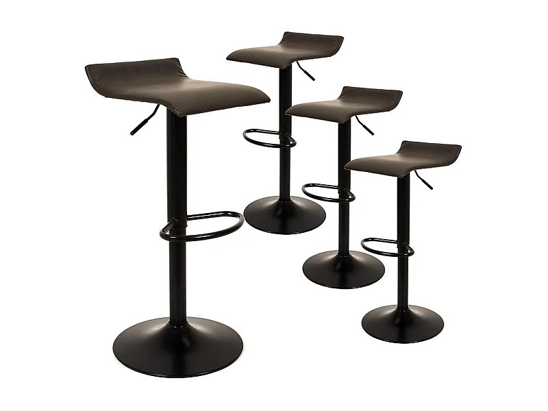 BOLY - Lot de 4 Tabourets Simili Cuir Marron Foncé