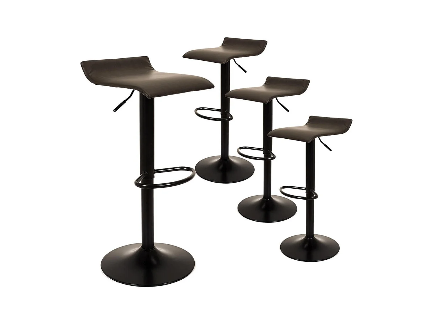 BOLY - Lot de 4 Tabourets Simili Cuir Marron Foncé