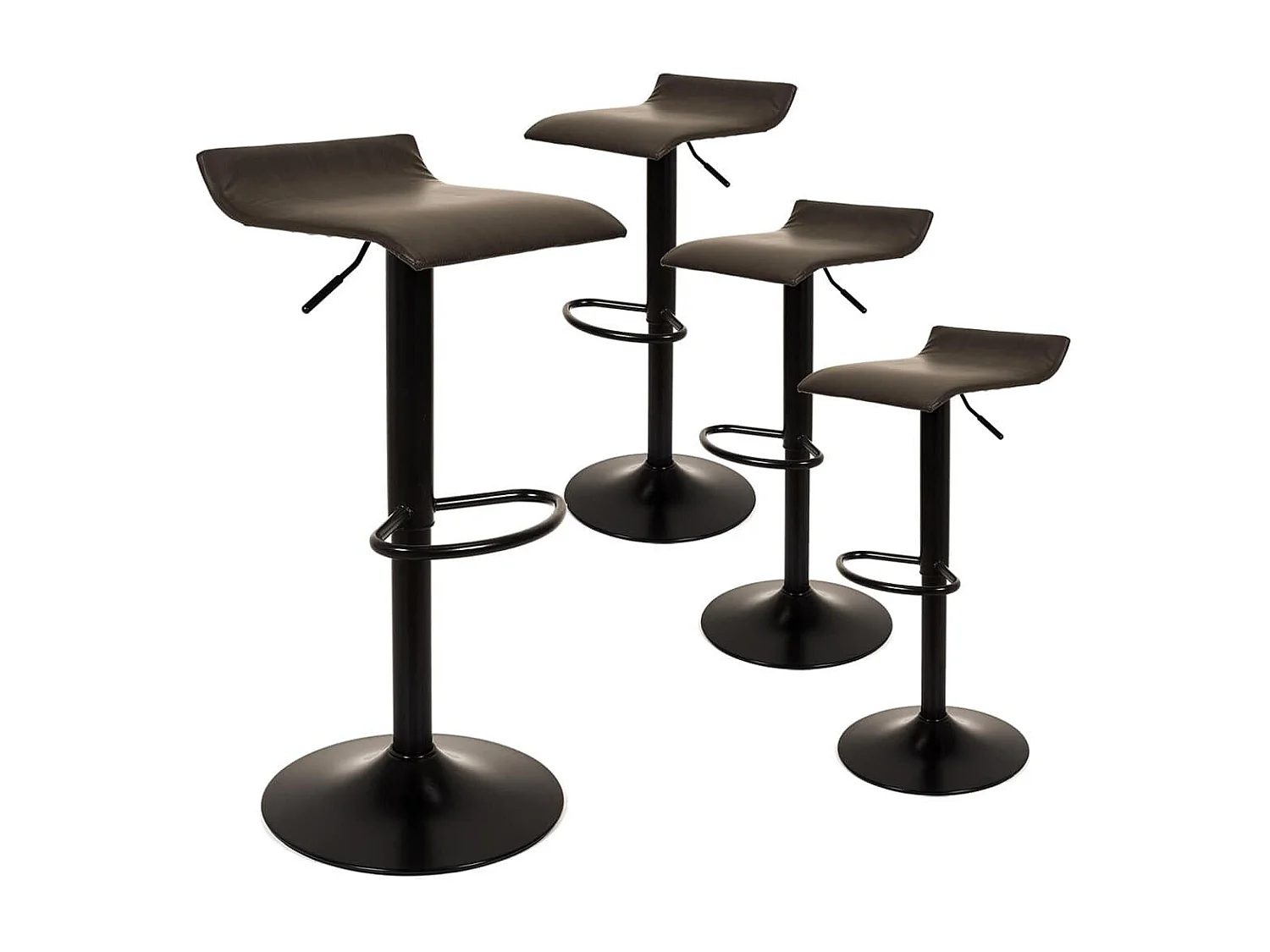 BOLY - Lot de 4 Tabourets Simili Cuir Marron Foncé