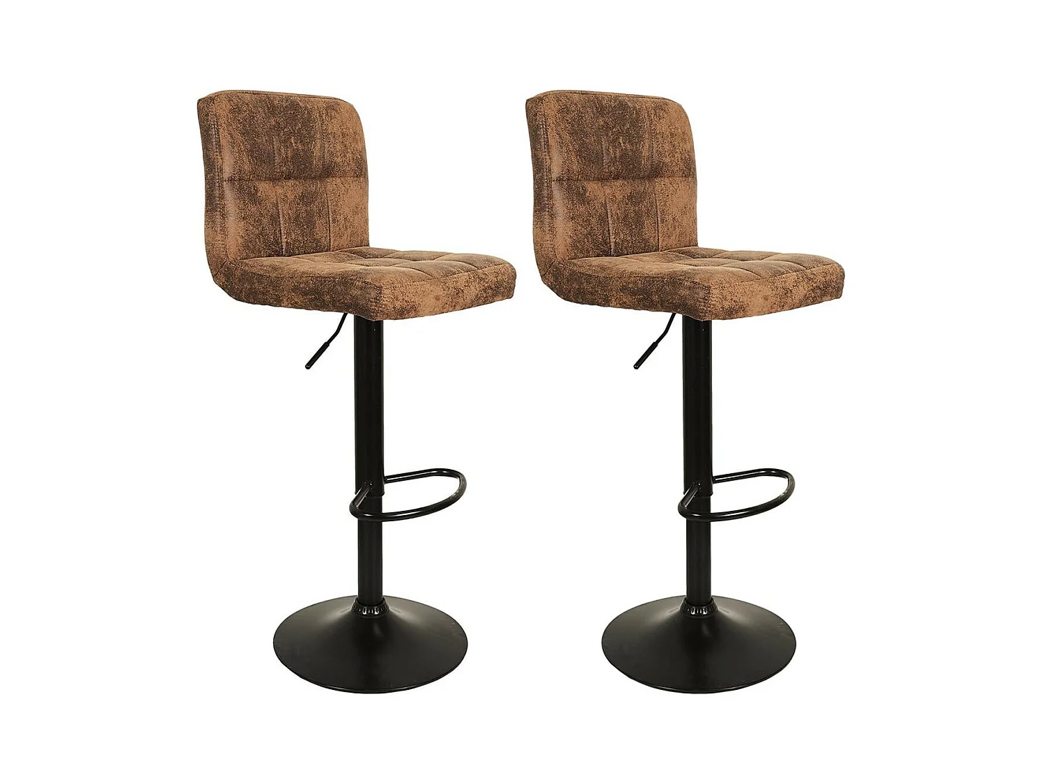 JULIO - Lot de 2 Tabourets Simili Marron Camel