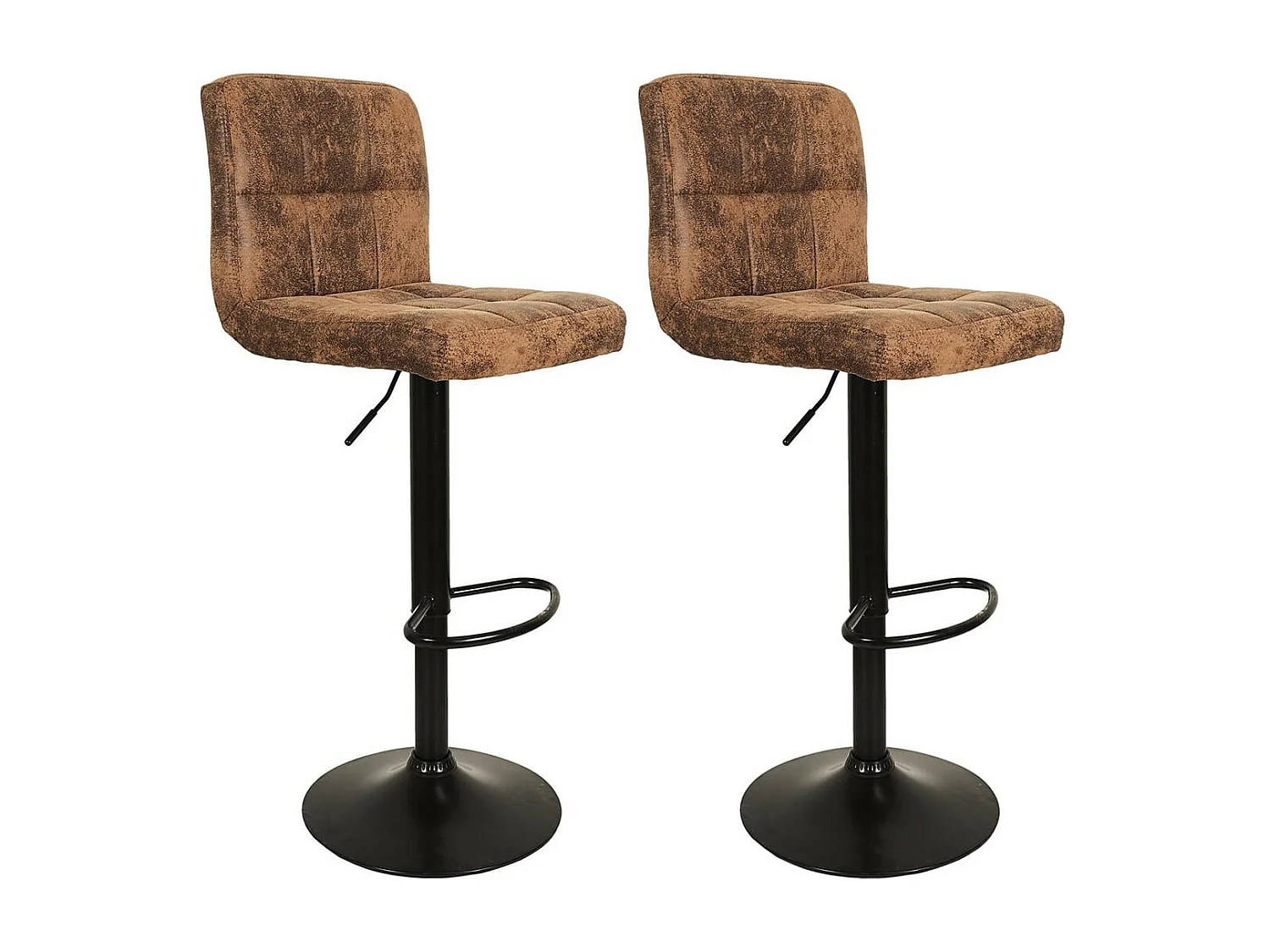 JULIO - Lot de 2 Tabourets Simili Marron Camel