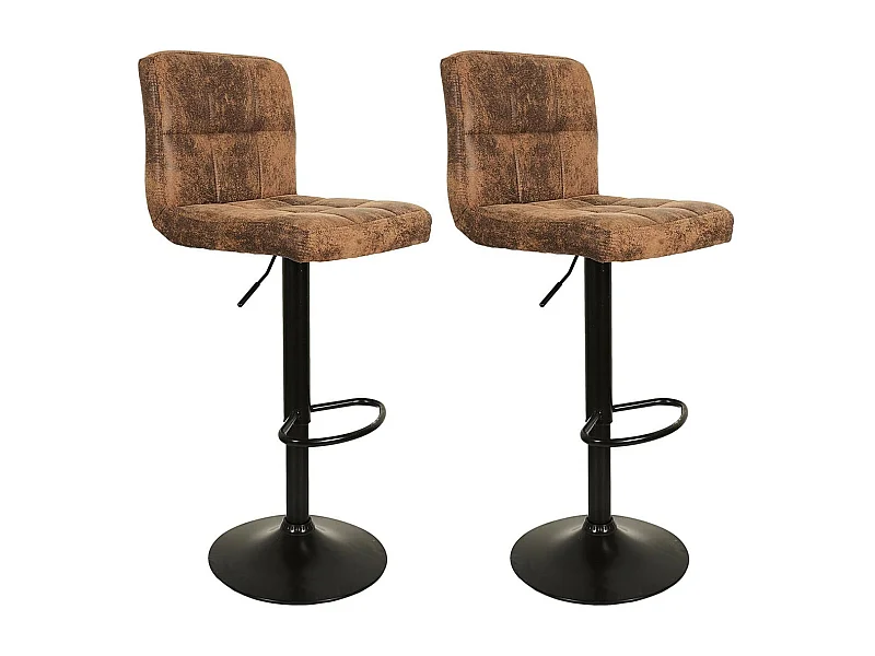 JULIO - Lot de 2 Tabourets Simili Marron Camel