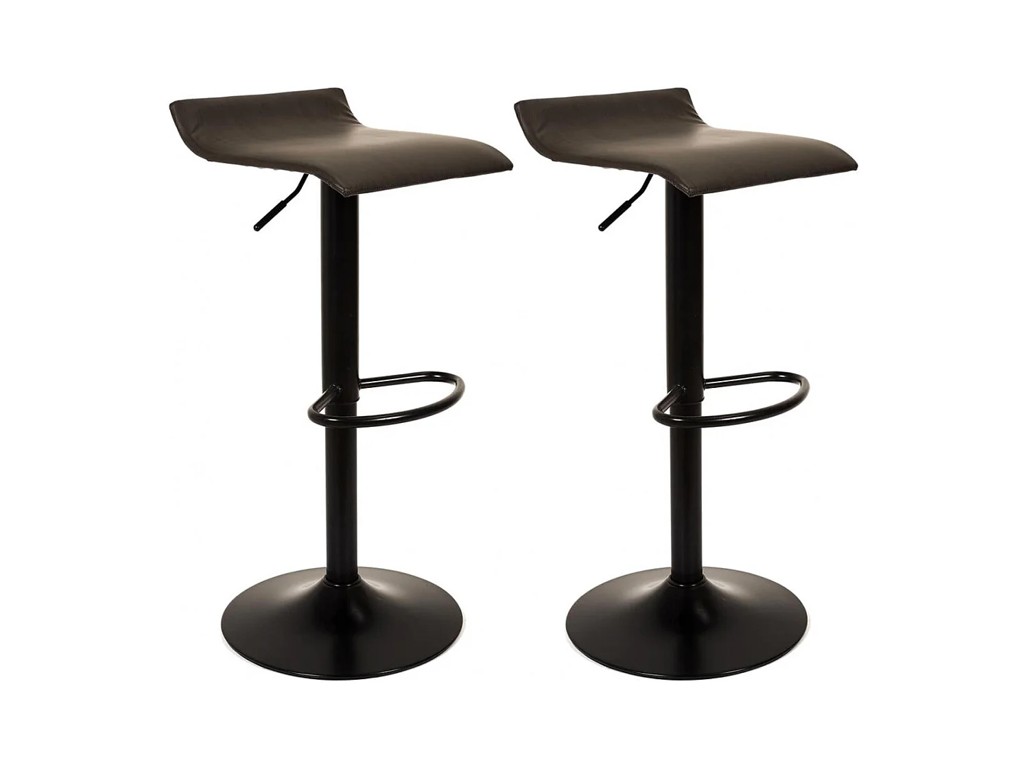 BOLY - Lot de 2 Tabourets Simili Cuir Marron Foncé