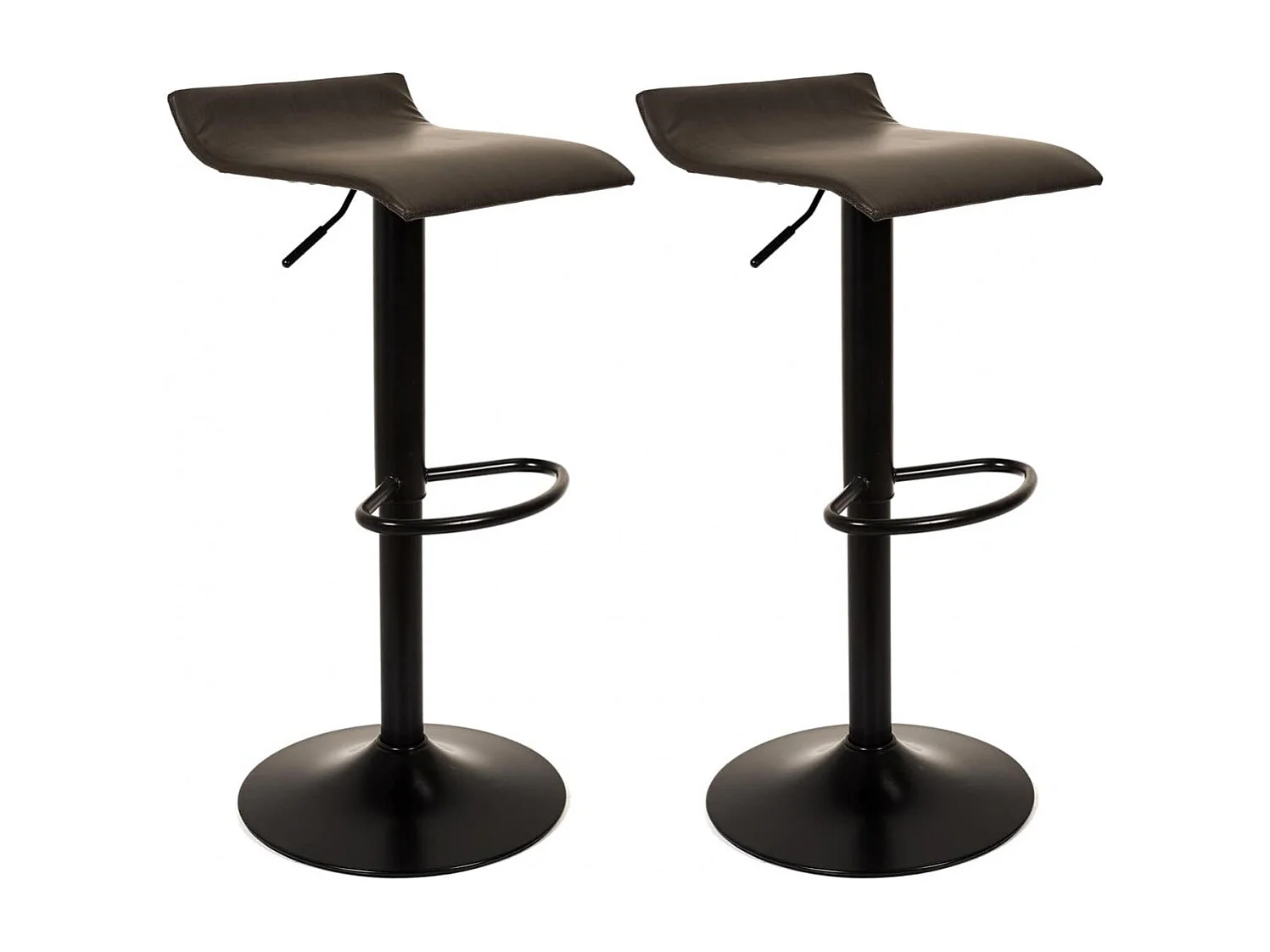 BOLY - Lot de 2 Tabourets Simili Cuir Marron Foncé