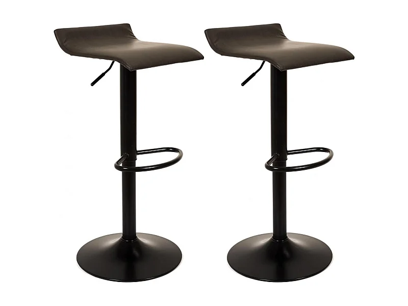 BOLY - Lot de 2 Tabourets Simili Cuir Marron Foncé