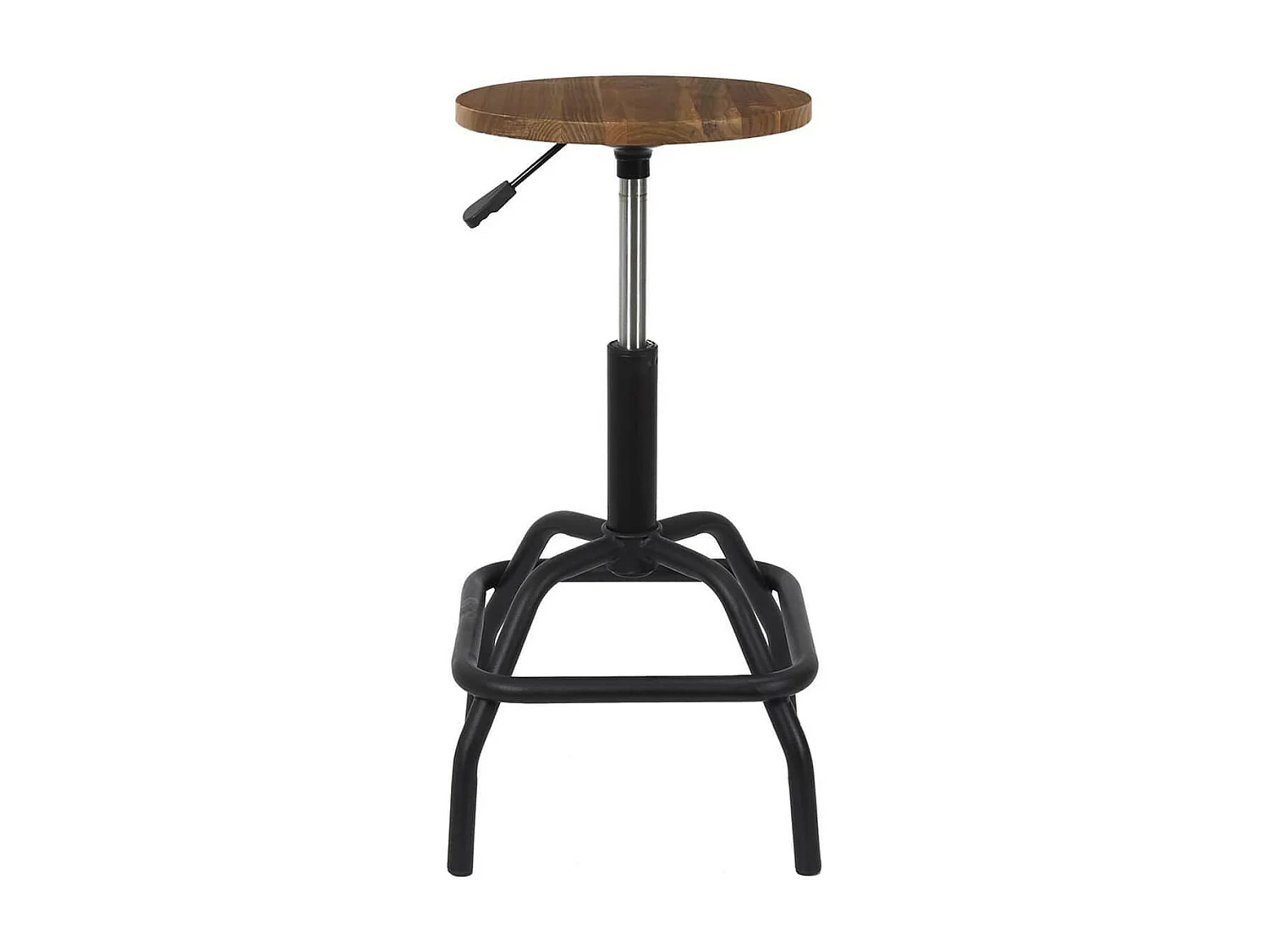 VARUS - Tabouret Réglable Vintage en Bois d'Orme et Métal