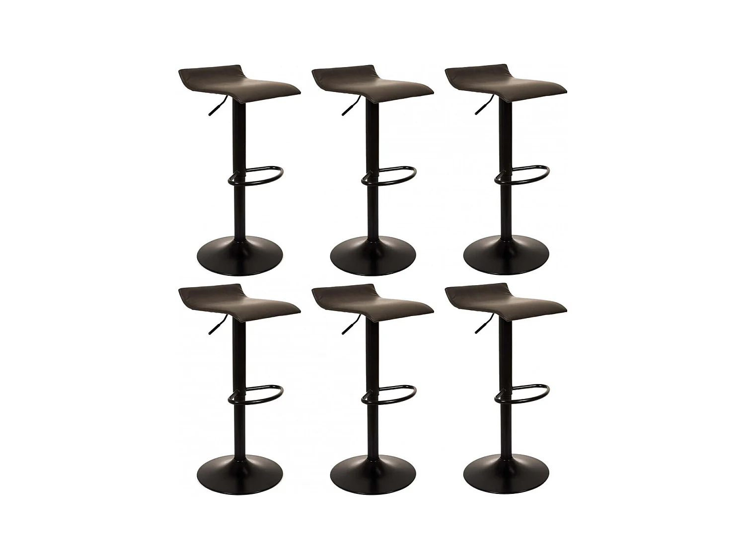 BOLY - Lot de 6 Tabourets Simili Cuir Marron Foncé