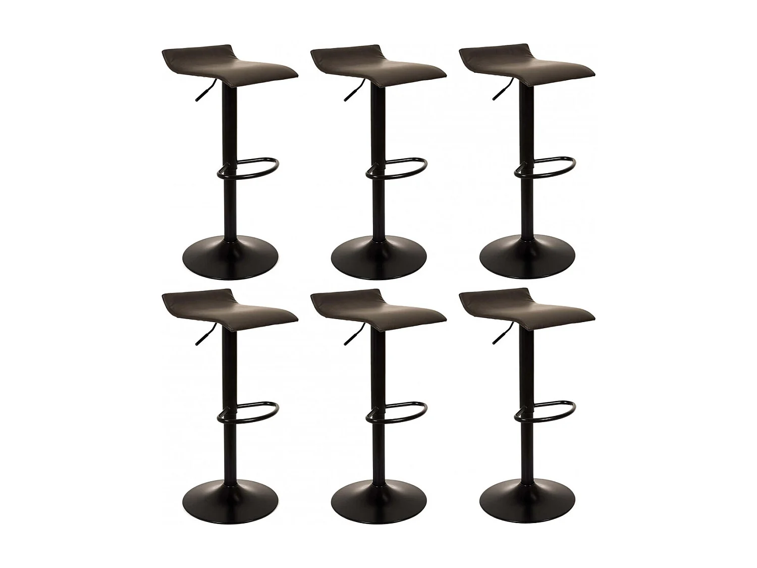 BOLY - Lot de 6 Tabourets Simili Cuir Marron Foncé