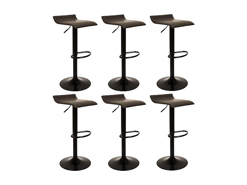 BOLY - Lot de 6 Tabourets Simili Cuir Marron Foncé