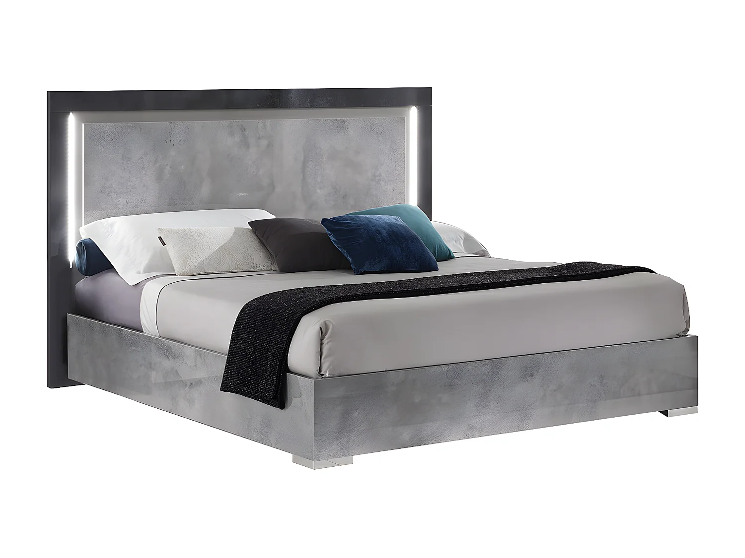 HYDE - Ensemble Lit 140x190cm avec Leds + 2 Chevets