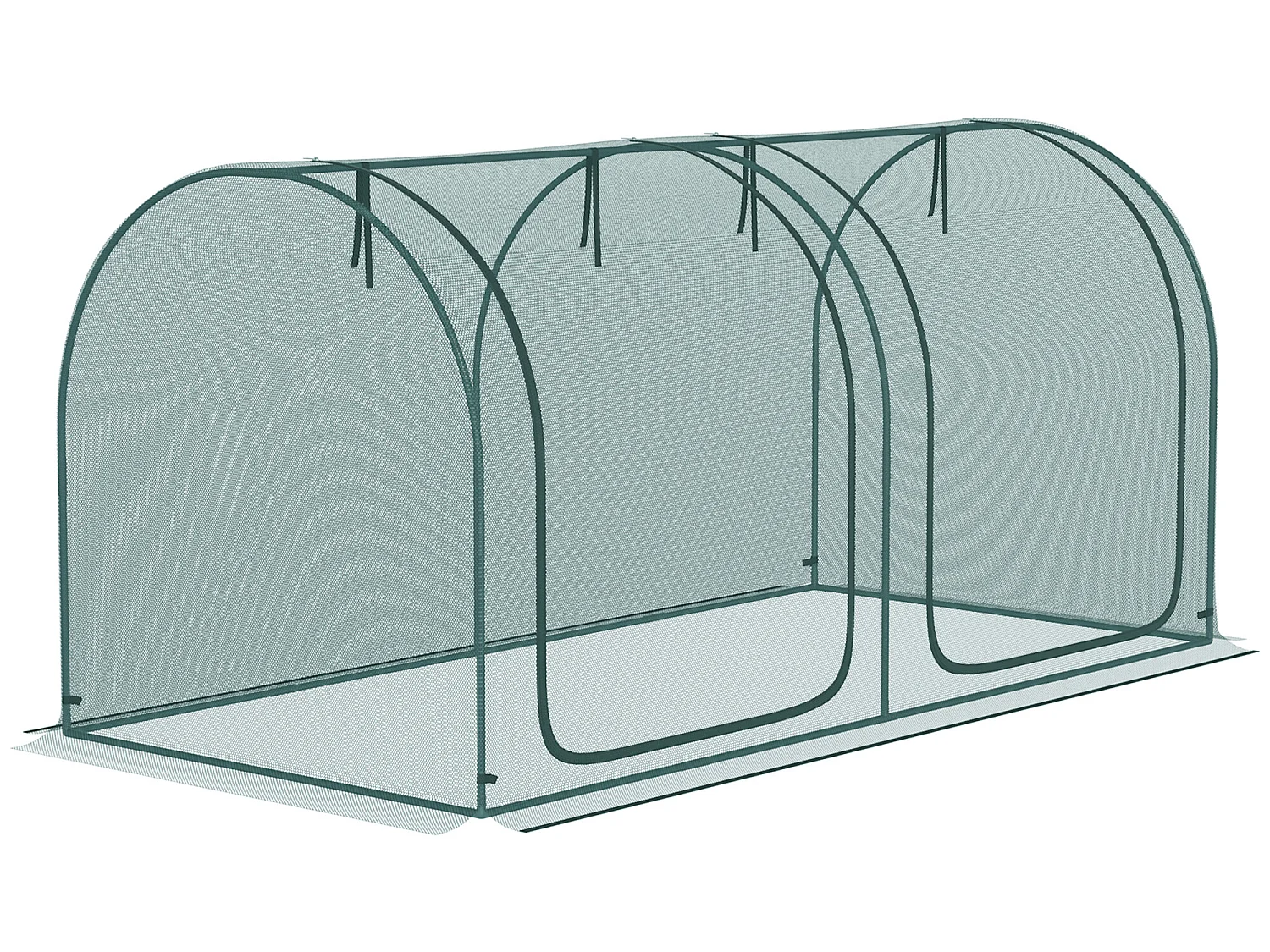 Serre tunnel de jardin serre à tomates filet protection solaire 2 portes zippées enroulables acier HDPE vert