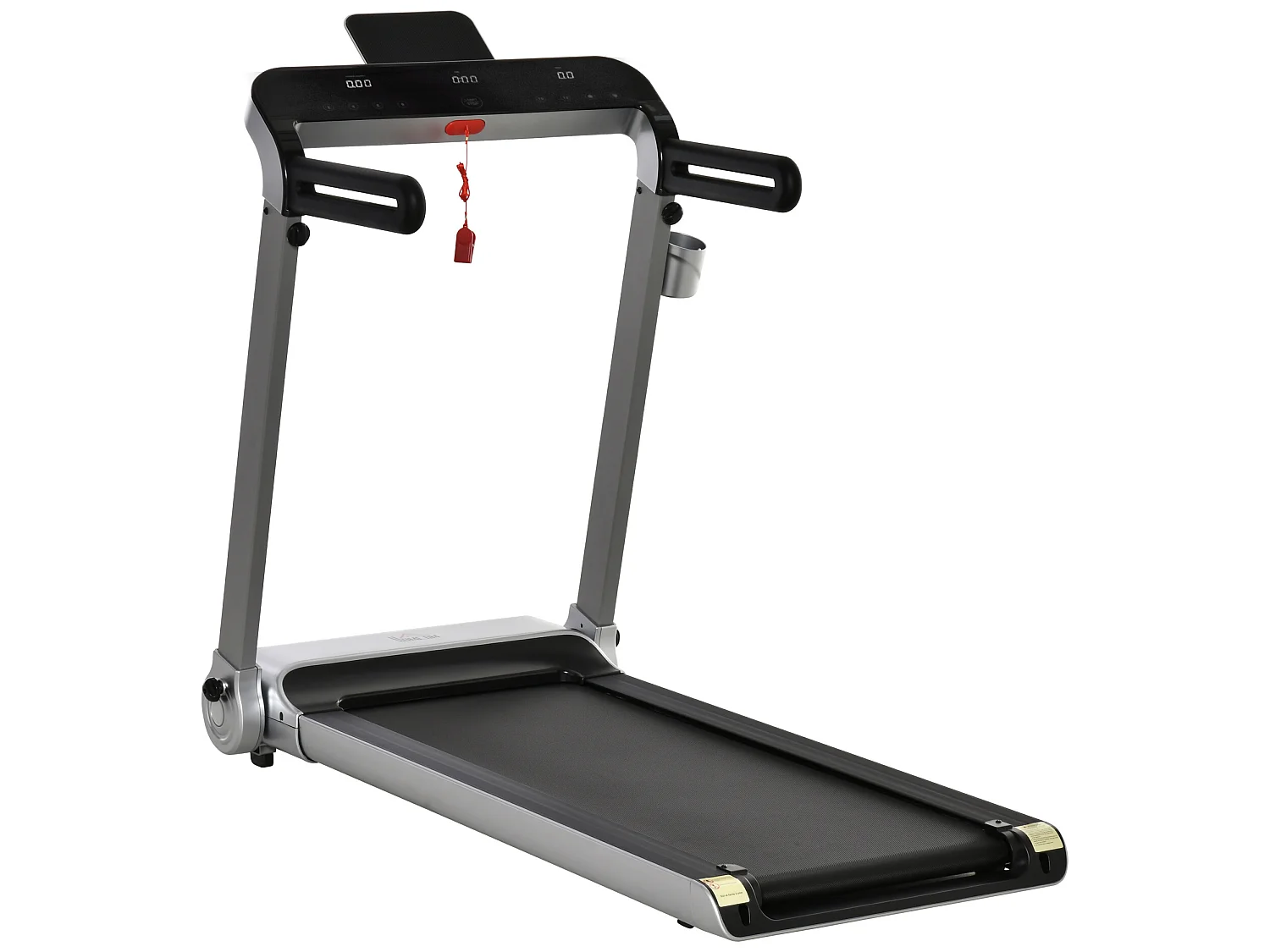 Tapis électrique de course pliable 1-15 Km/h 735 W grand écran LED large bande de roulement port USB clé sécurité acier PP gris noir