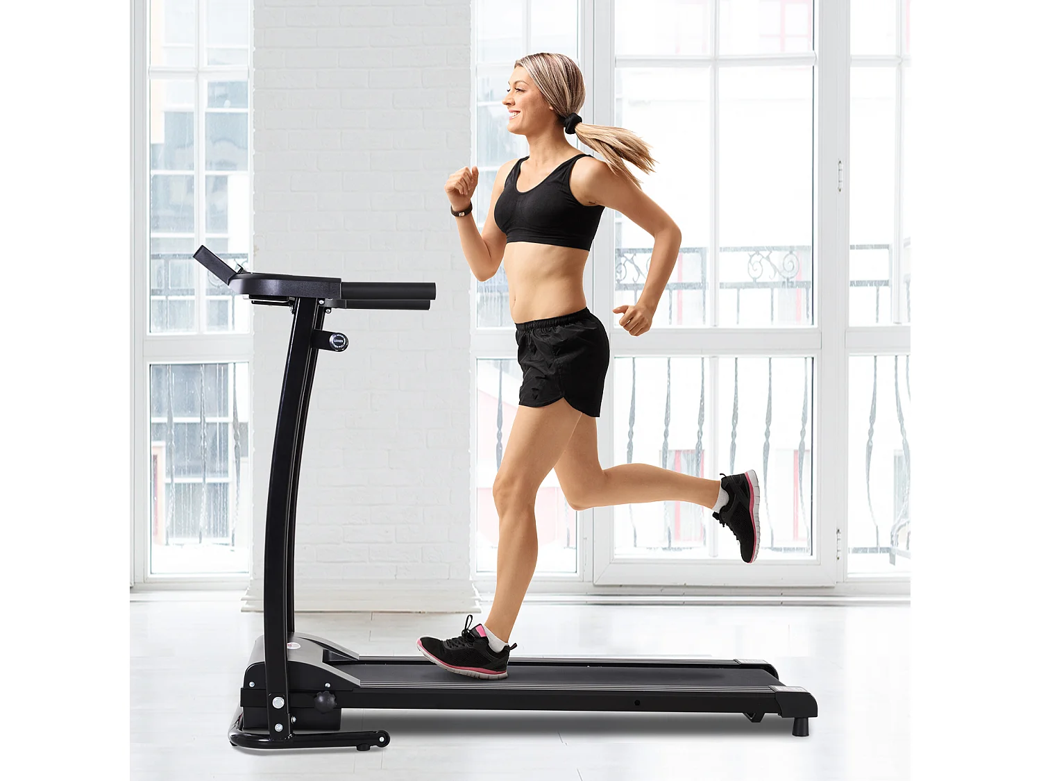 Tapis électrique de course pliable 1-9 Km/h 500 W écran LCD 3 programmes noir