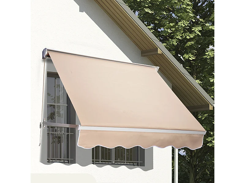 Store banne manuel inclinaison réglable aluminium polyester imperméabilisé 70L x 180l cm beige