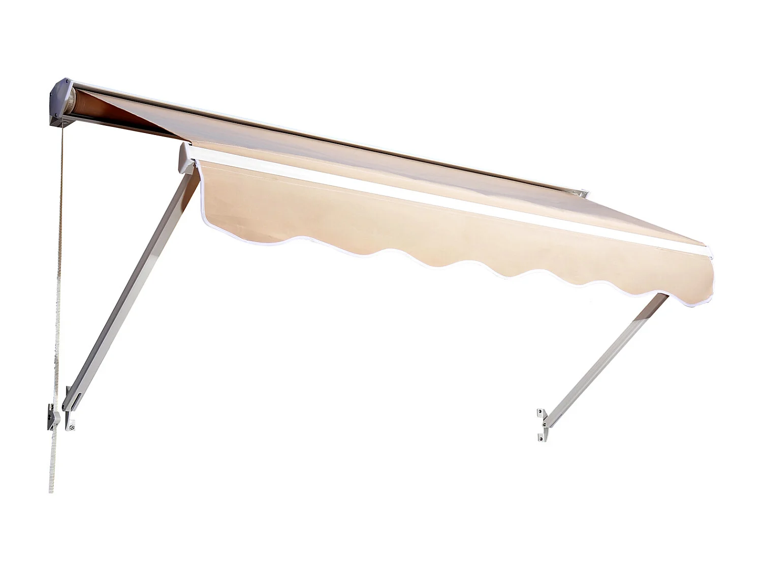 Store banne manuel inclinaison réglable aluminium polyester imperméabilisé 70L x 180l cm beige