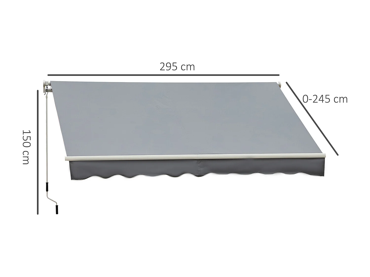 Store banne manuel rétractable aluminium polyester imperméabilisé 3L x 2,5l m gris