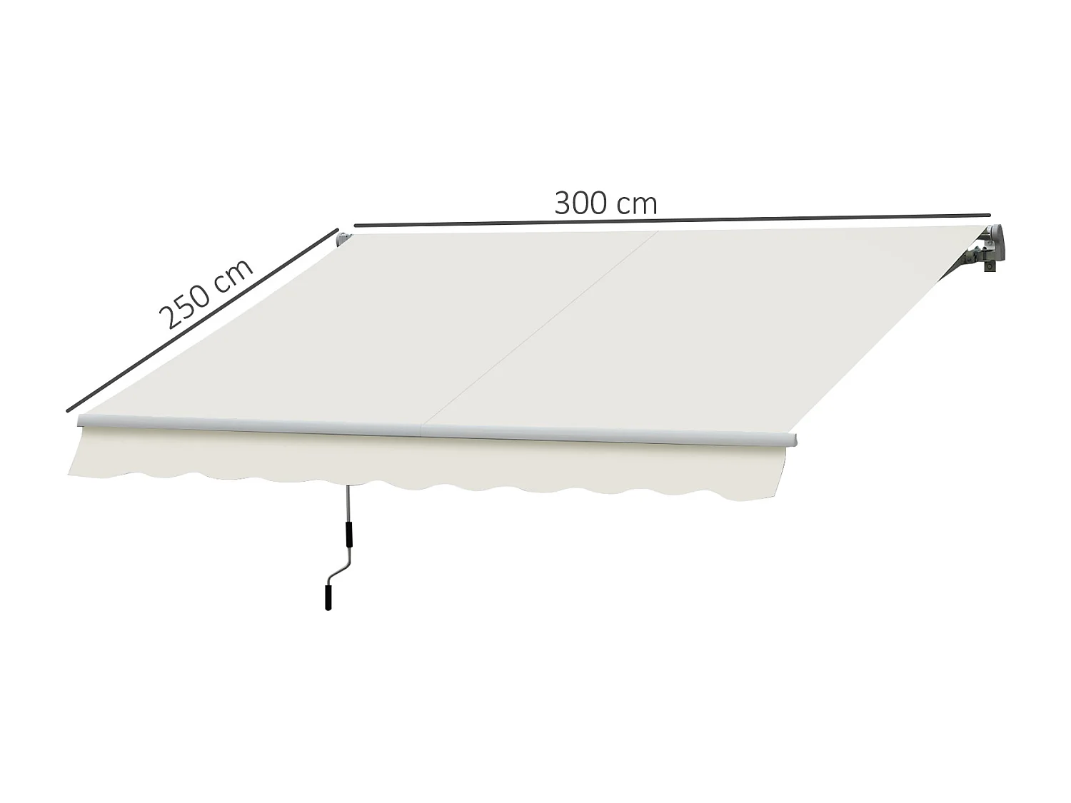 Store banne manuel rétractable aluminium polyester imperméabilisé 3L x 2,5l m crème