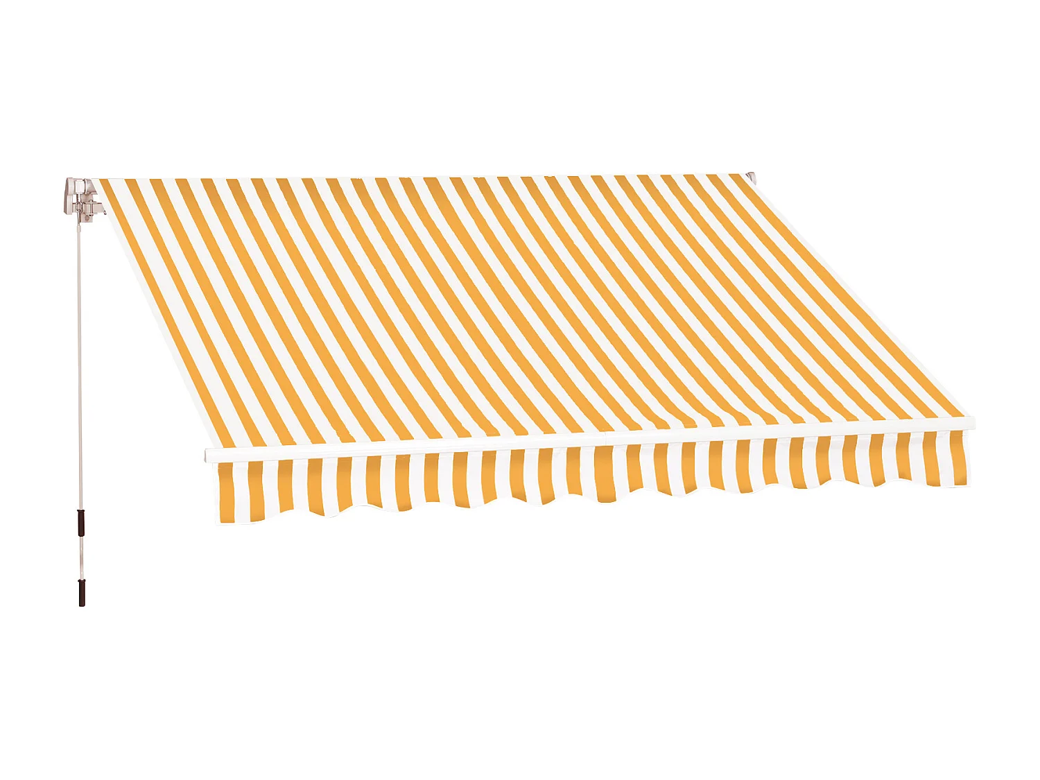 Store banne manuel rétractable aluminium polyester imperméabilisé 3L x 2,5l m orange blanc rayé