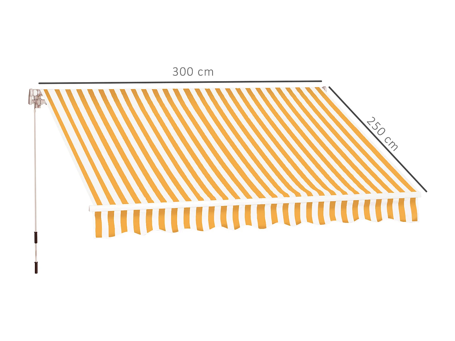 Store banne manuel rétractable aluminium polyester imperméabilisé 3L x 2,5l m orange blanc rayé