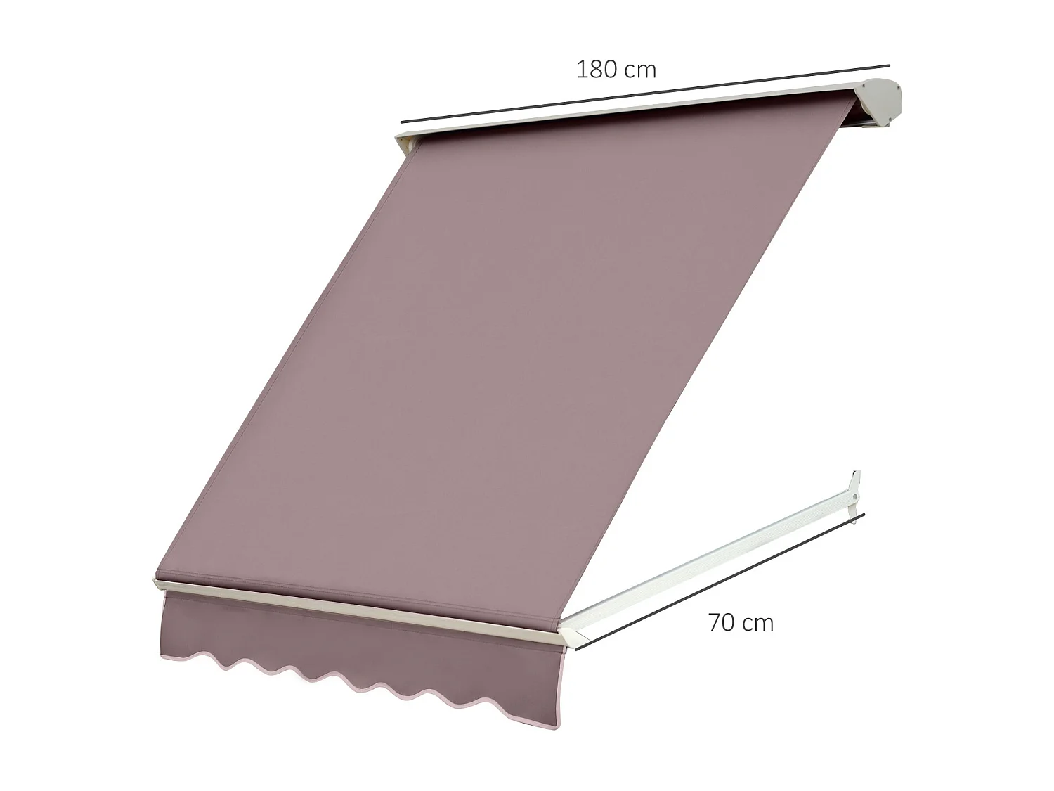 Store banne manuel inclinaison réglable aluminium polyester imperméabilisé 70L x 180l cm taupe clair