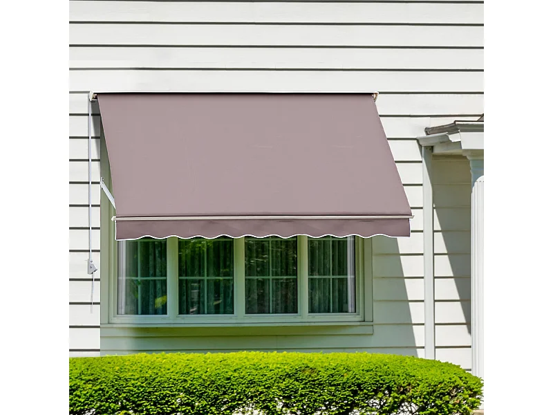 Store banne manuel inclinaison réglable aluminium polyester imperméabilisé 70L x 180l cm taupe clair