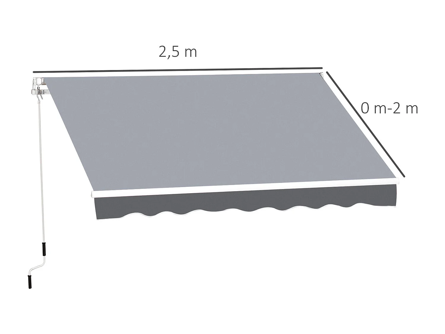 Store banne manuel rétractable dim. 2,5L x 2l (avancée) m  alu. polyester imperméabilisé haute densité gris