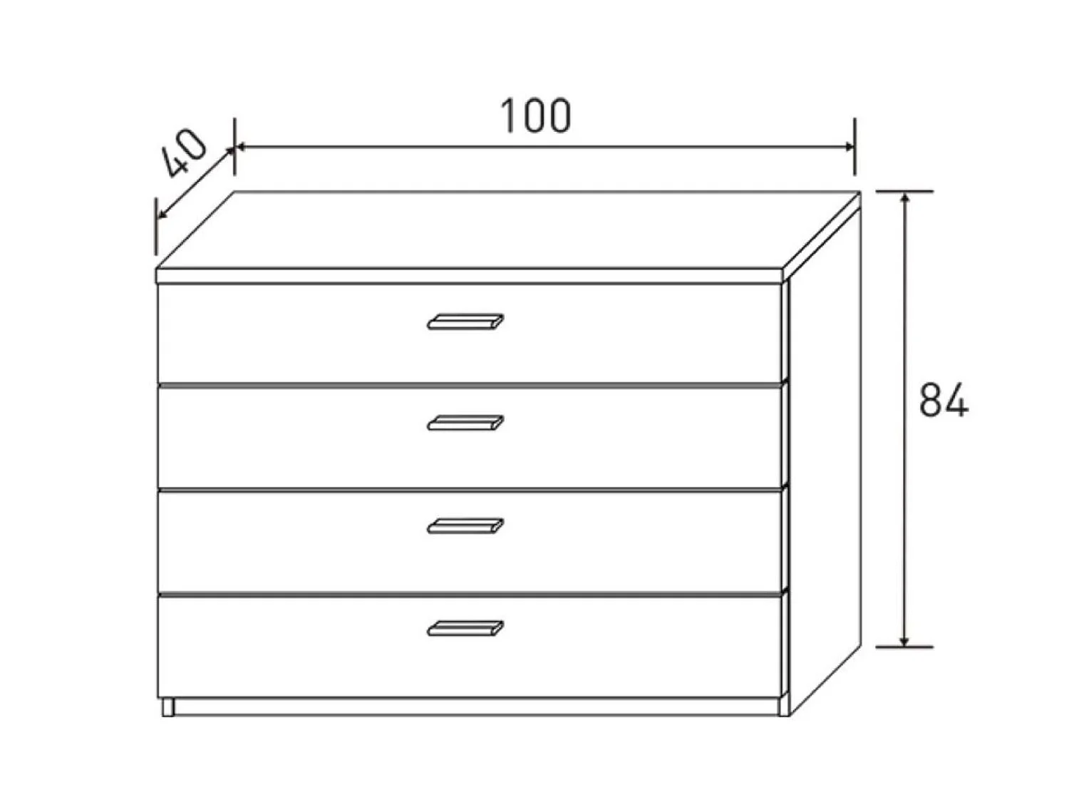Buffet commode, meuble de rangement coloris chêne cambrian, blanc - Longueur 100 x Profondeur 40 x Hauteur 84 cm