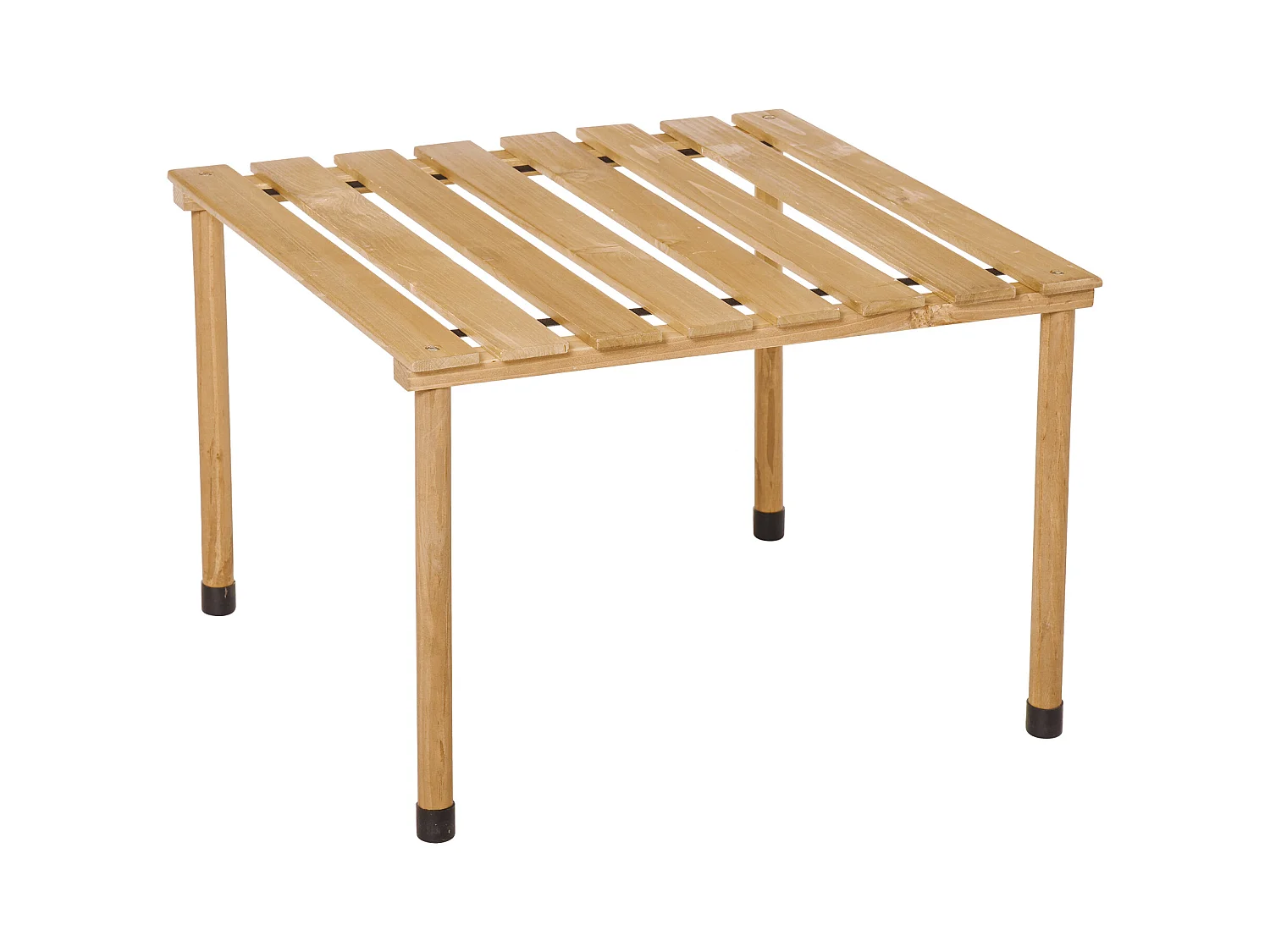 Table basse pliable de jardin camping plateau à lattes dim. 58L x 58l x 40H cm sac transport inclus bois sapin pré-huilé