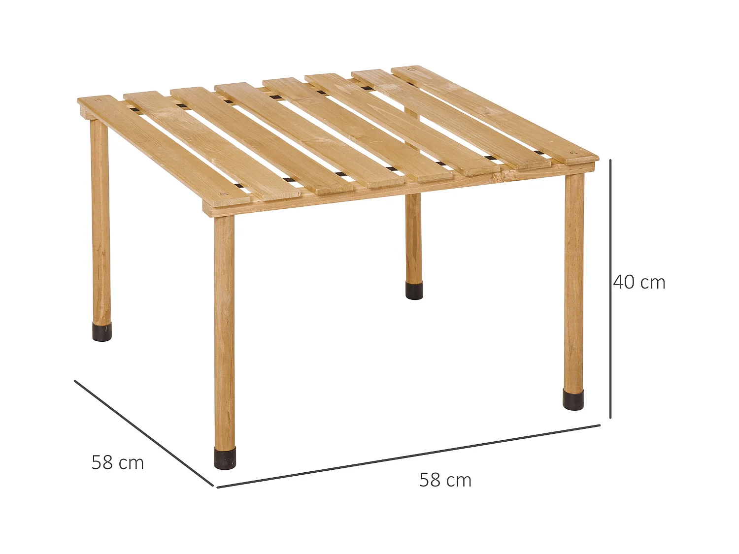 Table basse pliable de jardin camping plateau à lattes dim. 58L x 58l x 40H cm sac transport inclus bois sapin pré-huilé