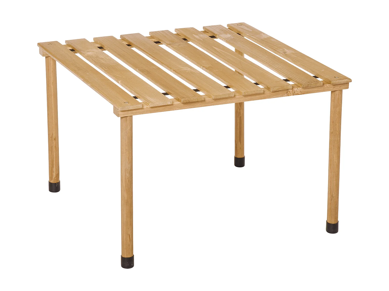 Table basse pliable de jardin camping plateau à lattes dim. 58L x 58l x 40H cm sac transport inclus bois sapin pré-huilé