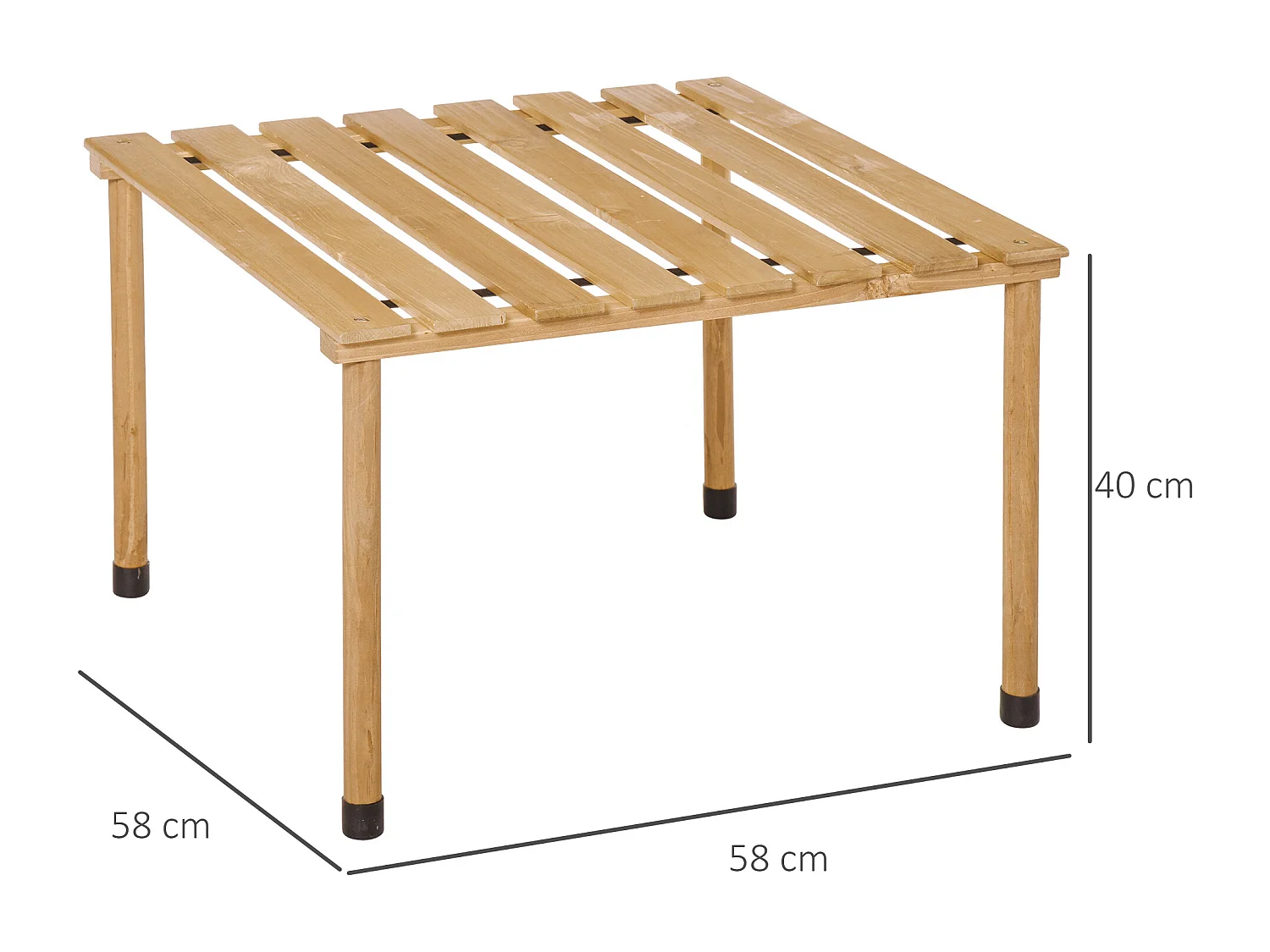 Table basse pliable de jardin camping plateau à lattes dim. 58L x 58l x 40H cm sac transport inclus bois sapin pré-huilé