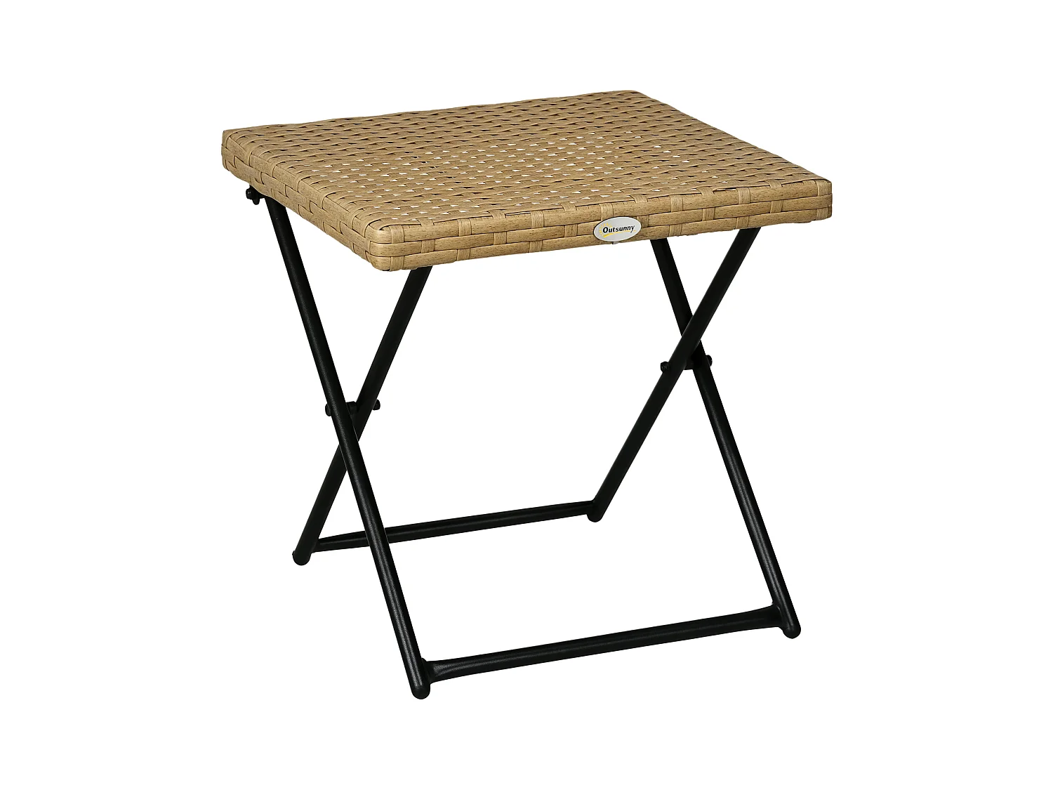 Table basse pliable de jardin style cosy chic dim. 40L x 40l x 40H cm métal époxy résine tressée imitation rotin beige