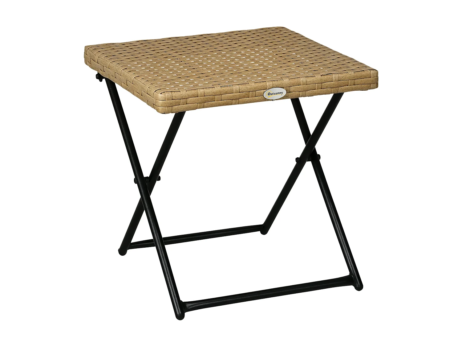 Table basse pliable de jardin style cosy chic dim. 40L x 40l x 40H cm métal époxy résine tressée imitation rotin beige