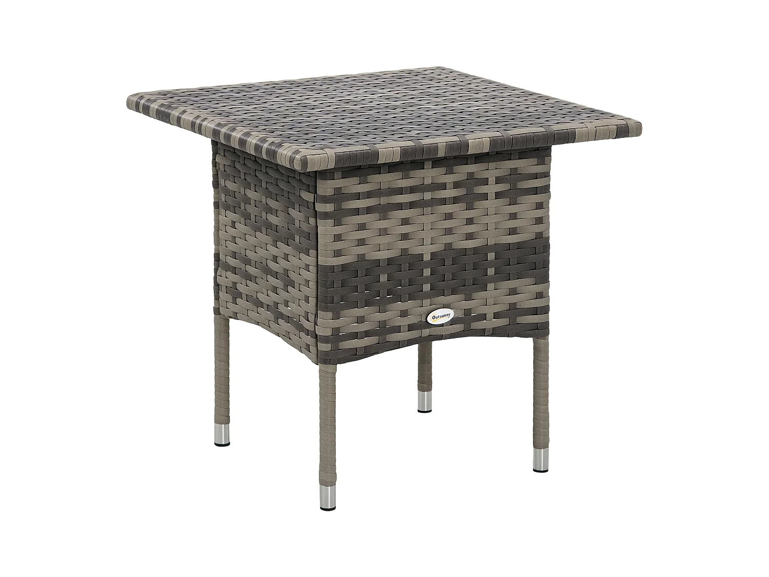 Table basse de jardin style cosy chic dim. 50L x 50l x 47H cm métal époxy résine tressée aspect rotin gris