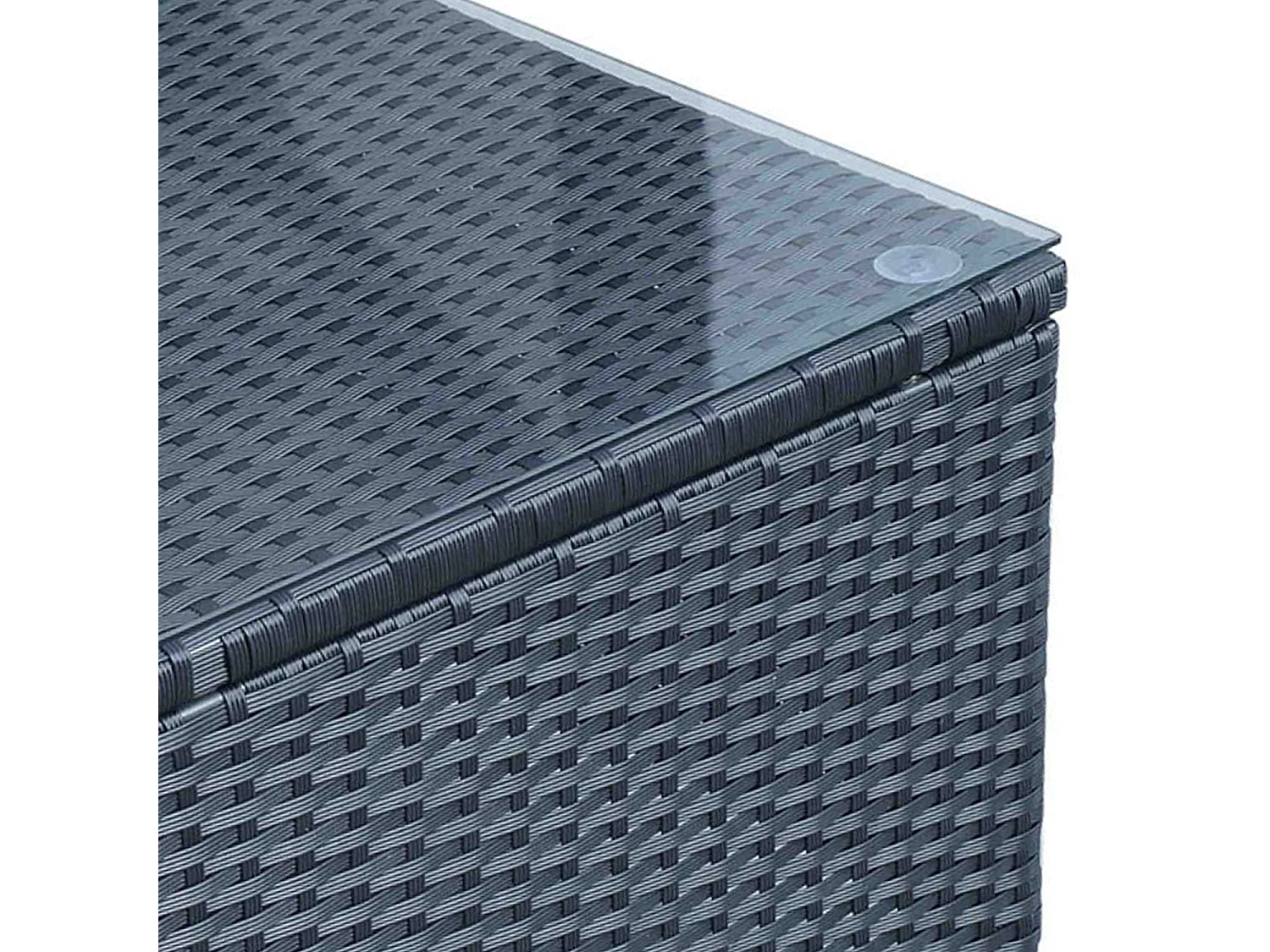 Table basse de jardin plateau verre trempé 5 mm rotin tressé 85 x 50 x 39cm Max. 50 kg noir