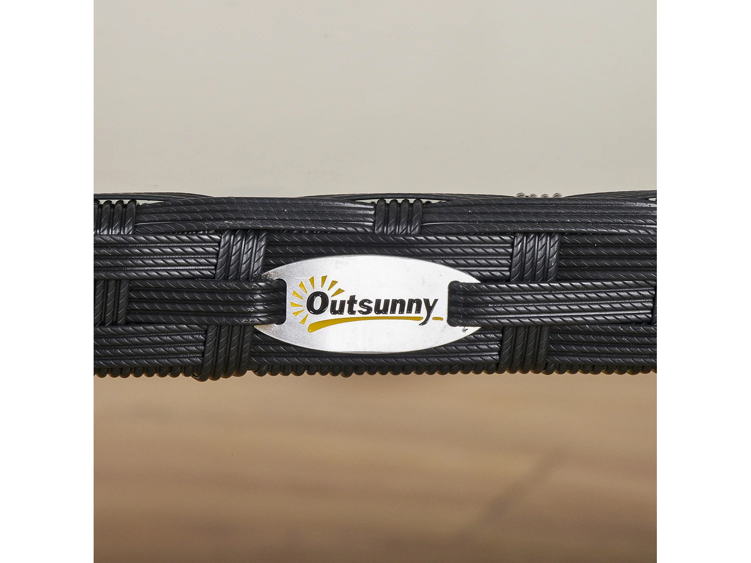 Table basse de jardin plateau verre trempé 5 mm résine tressée imitation rotin noir