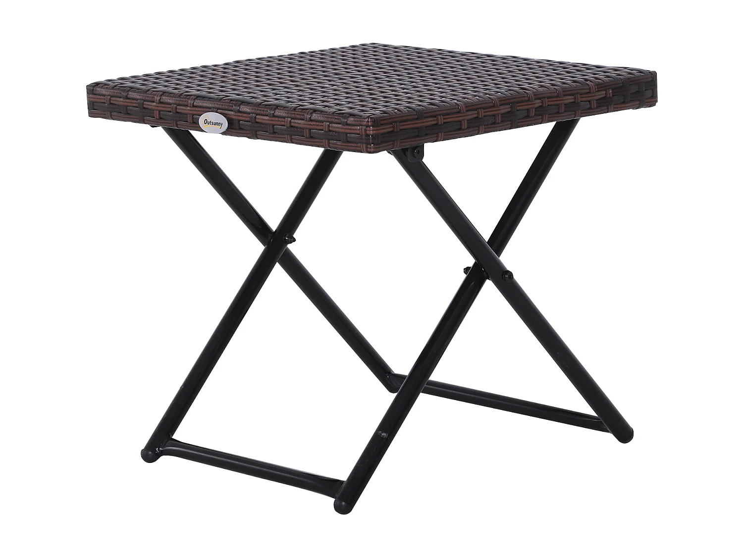 Table basse pliable de jardin style cosy chic dim. 40L x 40l x 40H cm métal époxy résine tressée imitation rotin marron
