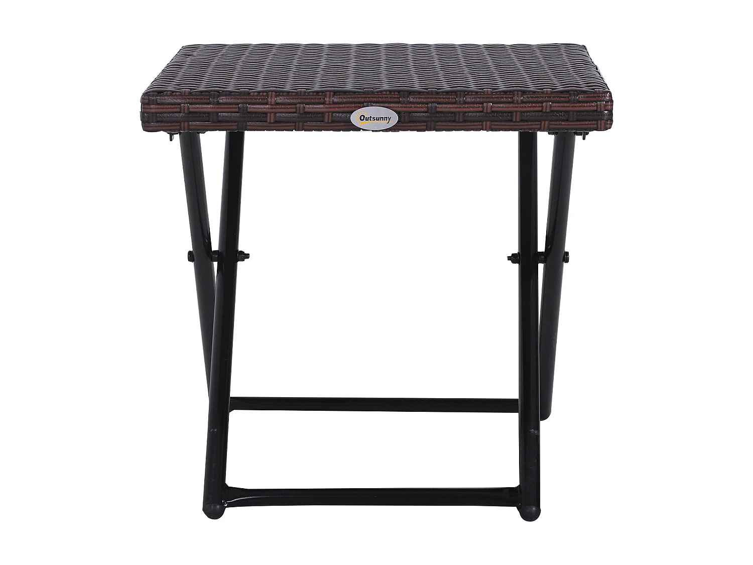 Table basse pliable de jardin style cosy chic dim. 40L x 40l x 40H cm métal époxy résine tressée imitation rotin marron