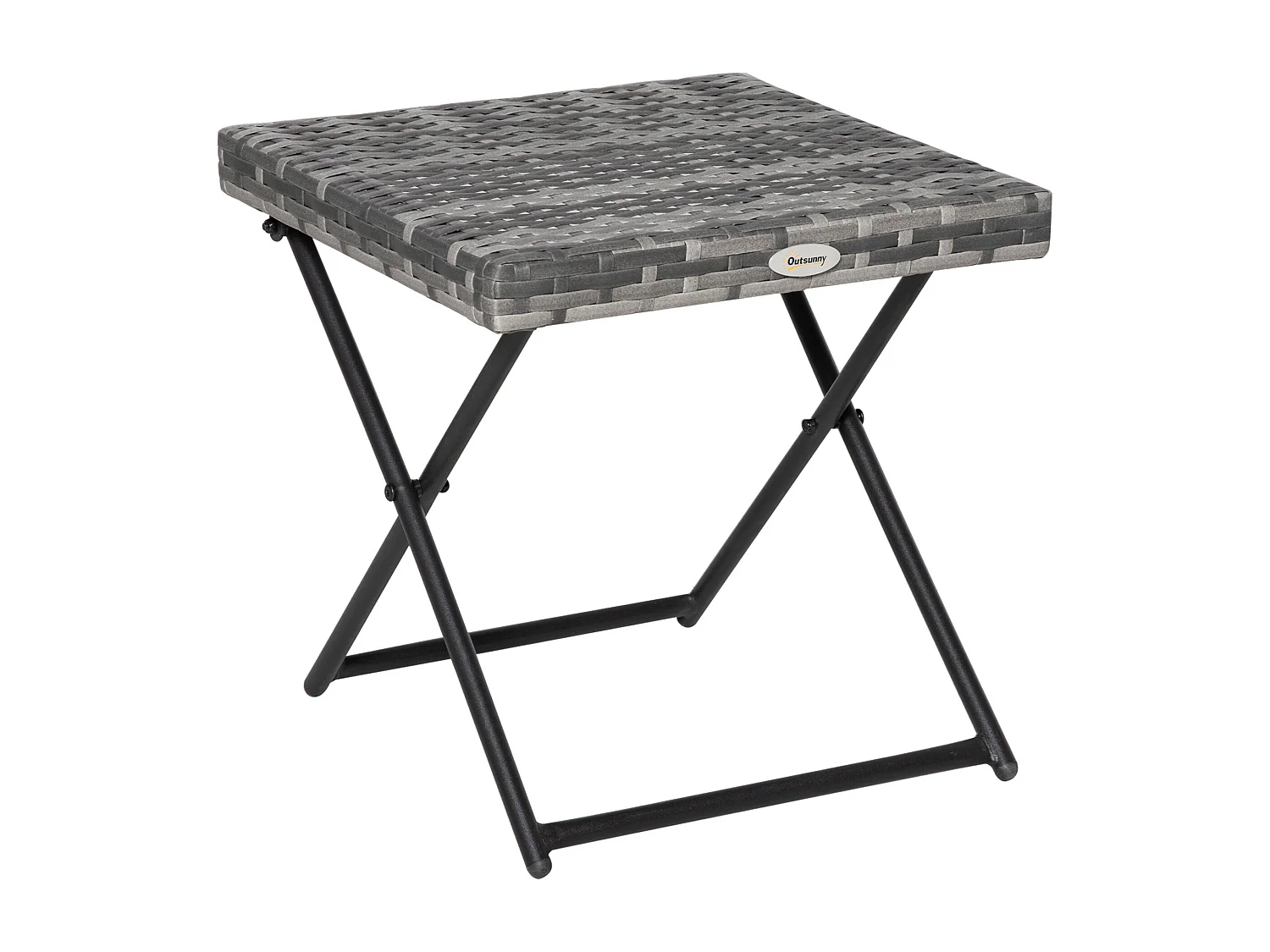 Table basse pliable de jardin style cosy chic dim. 40L x 40l x 40H cm métal époxy résine tressée imitation rotin gris