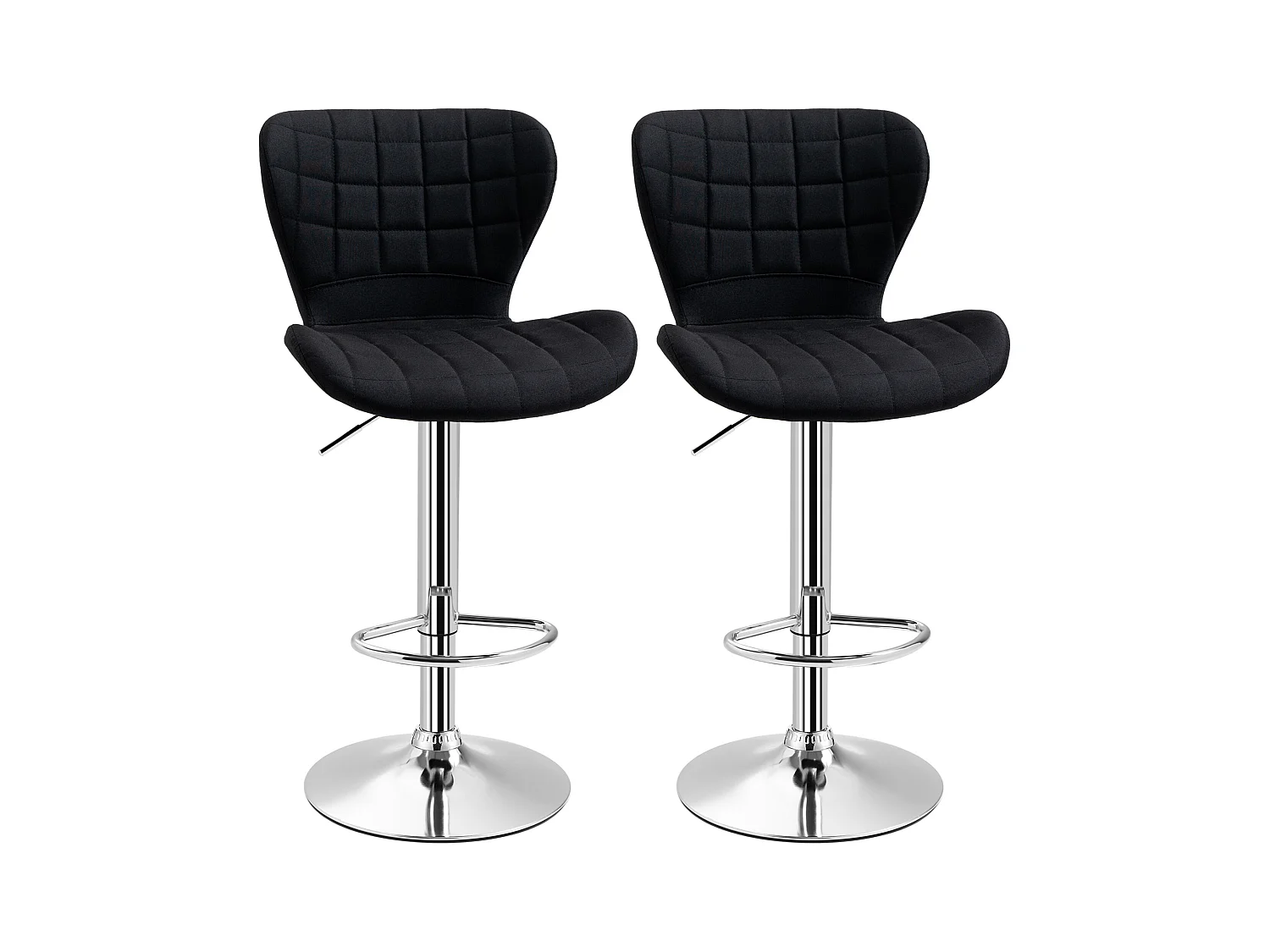 Lot de 2 tabourets de bar design contemporain hauteur d'assise réglable 59-81 cm pivotant 360° lin noir