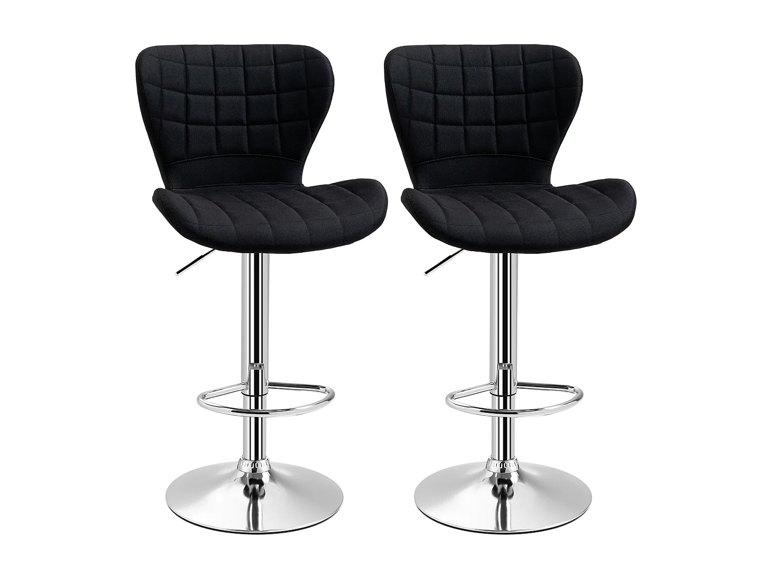 Lot de 2 tabourets de bar design contemporain hauteur d'assise réglable 59-81 cm pivotant 360° lin noir