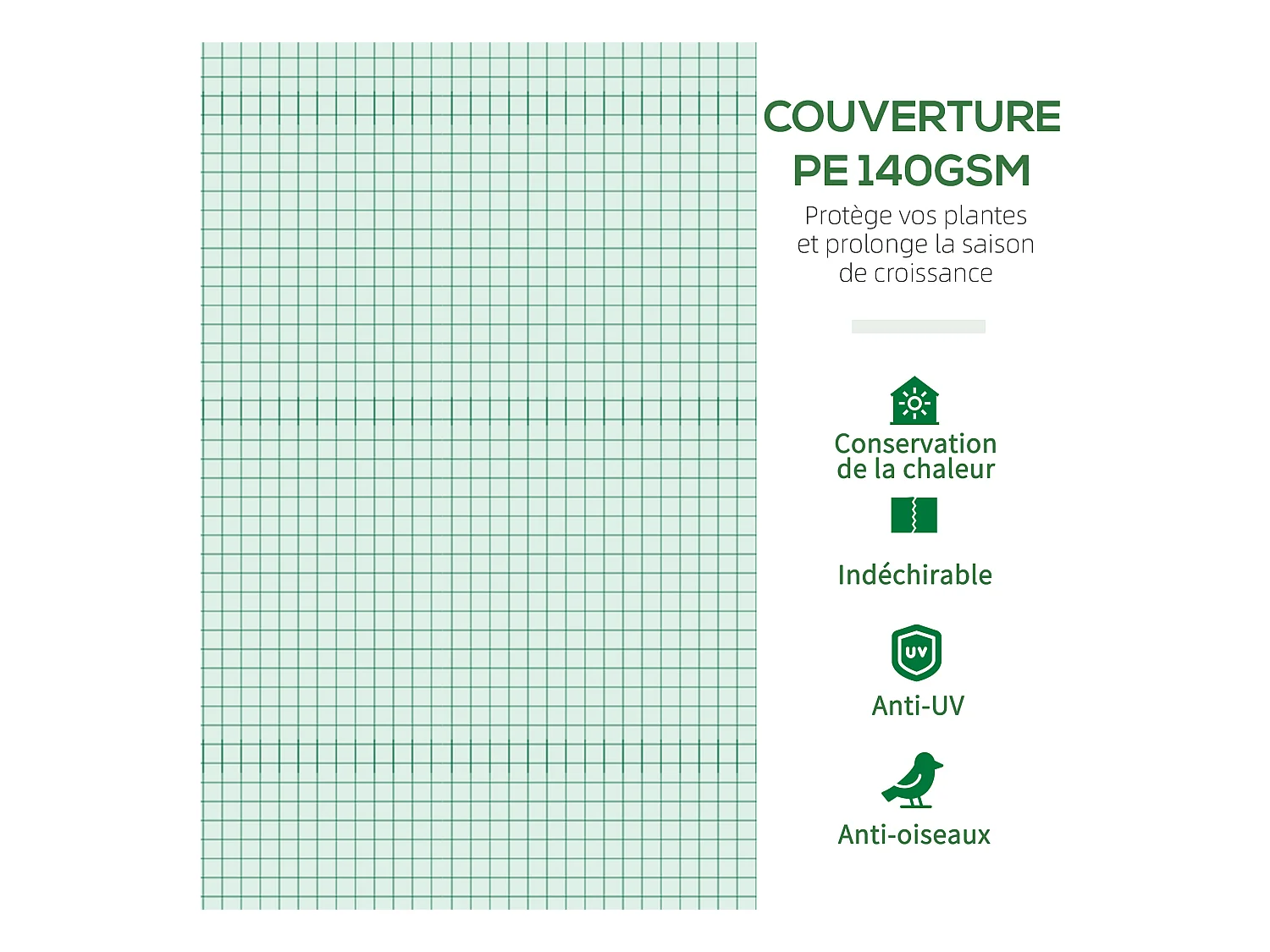 Serre tunnel de jardin grande taille dim. 3L x 2,95l x 1,97H m - 6 fenêtres, porte zippée enroulable - acier galvanisé PE haute densité vert